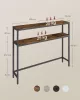 Masă consolă îngustă cu 2 rafturi, design lung, maro rustic 20x100x80cm