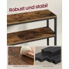 Masă consolă îngustă cu 2 rafturi, maro rustic și negru