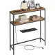 Masă consolă îngustă cu 2 rafturi, încărcător încorporat, maro rustic 80 x 20 x
