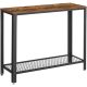 vasagle-masa-consola-cu-raft-din-plasa-metalica-maro-rustic-101x35x80cm
