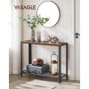 vasagle-masa-consola-cu-raft-din-plasa-metalica-maro-rustic-101x35x80cm