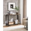 vasagle-masa-consola-cu-raft-din-plasa-metalica-maro-rustic-101x35x80cm