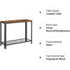 vasagle-masa-consola-cu-raft-din-plasa-metalica-maro-rustic-101x35x80cm