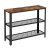 vasagle-masa-consola-cu-2-rafturi-din-plasa-metalica-maro-rustic-101x35x80cm