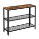 vasagle-masa-consola-cu-2-rafturi-din-plasa-metalica-maro-rustic-101x35x80cm