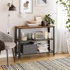 vasagle-masa-consola-cu-2-rafturi-din-plasa-metalica-maro-rustic-101x35x80cm