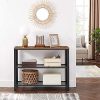 vasagle-masa-consola-cu-2-rafturi-din-plasa-metalica-maro-rustic-101x35x80cm