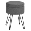 Puf rotund cu spațiu de depozitare, puf mic, gri închis, 31 x 31 x 43 cm