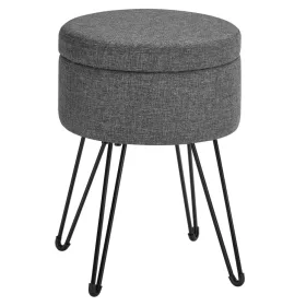   Puf rotund cu spațiu de depozitare, puf mic, gri închis, 31 x 31 x 43 cm
