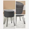 Puf rotund cu spațiu de depozitare, puf mic, gri închis, 31 x 31 x 43 cm