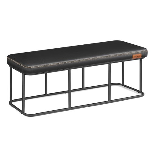 vasagle-bancheta-echo-cu-husa-din-piele-artificiala-cadru-din-otel-cerneala-neagra