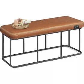 vasagle-bancheta-echo-cu-husa-din-piele-artificiala-si-cadru-din-otel-maro-caramel