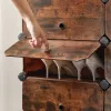 Raft pentru pantofi, depozitare modulară cu 10 compartimente, plastic, auriu 40x30x17cm