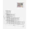 Raft pentru pantofi, depozitare modulară cu 10 compartimente, plastic, alb 30x40x30cm