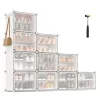 Raft pentru pantofi, depozitare modulară cu 10 compartimente, plastic, alb 30x40x30cm