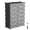 Raft pentru pantofi, depozitare modulară 12 cutii interconectabile, negru 83x31x105cm
