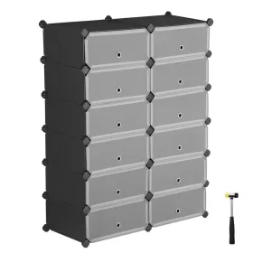   Raft pentru pantofi, depozitare modulară 12 cutii interconectabile, negru 83x31x105cm