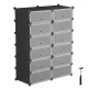 Raft pentru pantofi, depozitare modulară 12 cutii interconectabile, negru 83x31x105cm