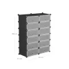 Raft pentru pantofi, depozitare modulară 12 cutii interconectabile, negru 83x31x105cm