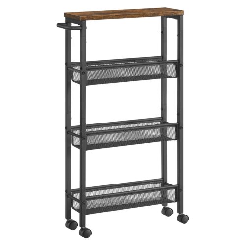 vasagle-carucior-de-bucatarie-carucior-cu-4-rafturi-maro-rustic-si-negru-45x13x77cm