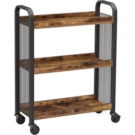 vasagle-carucior-de-bucatarie-raft-de-depozitare-rulant-maro-rustic-66x26x85cm