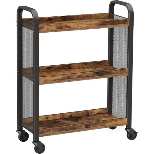 vasagle-carucior-de-bucatarie-raft-de-depozitare-rulant-maro-rustic-66x26x85cm