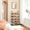 Raft pentru pantofi, 5 niveluri din metal, stivuibil, negru 45x30x89 cm