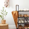 Raft pentru pantofi, 5 niveluri din metal, stivuibil, negru 45x30x89 cm