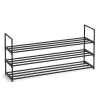 Suport pentru pantofi, depozitare metalică cu 3 niveluri, pentru până la 18 perechi de pantofi, negru 116x30x55cm