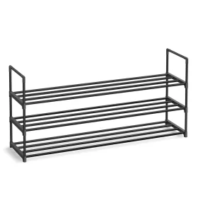   Suport pentru pantofi, depozitare metalică cu 3 niveluri, pentru până la 18 perechi de pantofi, negru 116x30x55cm