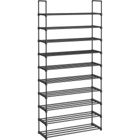   Suport pentru pantofi cu 10 niveluri, cadru metalic, economisitor de spațiu, negru 30x94x206cm