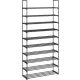 Suport pentru pantofi cu 10 niveluri, cadru metalic, economisitor de spațiu, negru 30x94x206cm