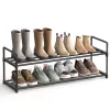 Suport pentru pantofi cu depozitare metalică pe 2 niveluri, pentru până la 10 perechi de pantofi, negru 30x92x34cm