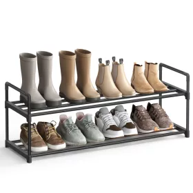   Suport pentru pantofi cu depozitare metalică pe 2 niveluri, pentru până la 10 perechi de pantofi, negru 30x92x34cm