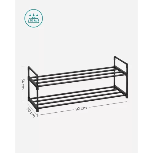 Suport pentru pantofi cu depozitare metalică pe 2 niveluri, pentru până la 10 perechi de pantofi, negru 30x92x34cm