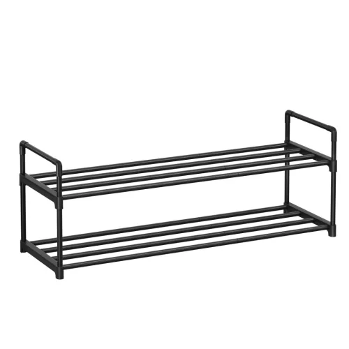 Suport pentru pantofi cu depozitare metalică pe 2 niveluri, pentru până la 10 perechi de pantofi, negru 30x92x34cm