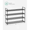 Suport pentru pantofi, depozitare metalică cu 4 niveluri, pentru până la 20 de perechi de pantofi, negru 30x30x120cm