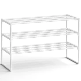   Suport pentru pantofi, depozitare metalică cu 3 niveluri, pentru până la 20 de perechi de pantofi, alb 30x92x55cm