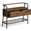 vasagle-bancheta-de-depozitare-a-pantofi-cu-cadru-din-otel-1-sertar-maro-rustic-80x30x63cm
