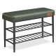 vasagle-bancheta-pentru-pantofi-echo-2-niveluri-husa-din-piele-ecologica-verde-padure-30-x