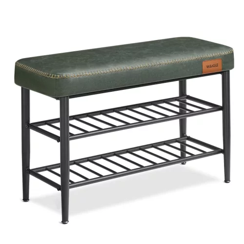 vasagle-bancheta-pentru-pantofi-echo-2-niveluri-husa-din-piele-ecologica-verde-padure-30-x