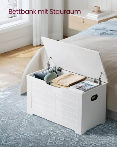 Ladă de depozitare, suport pentru pantofi cu capac rabatabil, alb, 40 x 80 x 46 cm