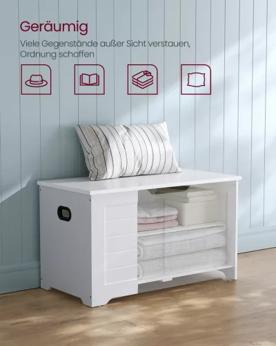 Ladă de depozitare, suport pentru pantofi cu capac rabatabil, alb, 40 x 80 x 46 cm