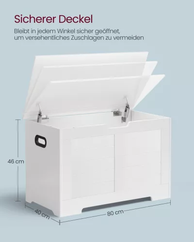 Ladă de depozitare, suport pentru pantofi cu capac rabatabil, alb, 40 x 80 x 46 cm