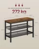 Banchetă depozitare pantofi cu trei niveluri, maro rustic și negru mat, 75 x 50 x 28 cm