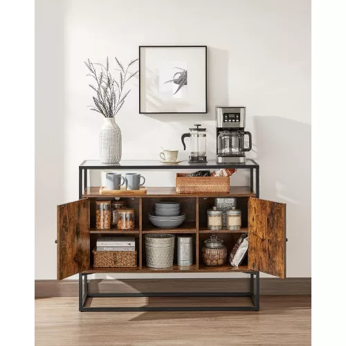 vasagle-comoda-cu-blat-din-sticla-securizata-rafturi-deschise-si-doua-usi-maro-rustic