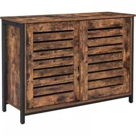 vasagle-comoda-cu-doua-usi-glisante-maro-rustic-100x35x70cm