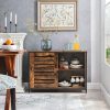 vasagle-comoda-cu-doua-usi-glisante-maro-rustic-100x35x70cm
