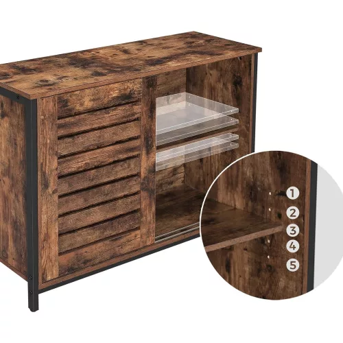vasagle-comoda-cu-doua-usi-glisante-maro-rustic-100x35x70cm