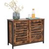 vasagle-comoda-cu-doua-usi-glisante-maro-rustic-100x35x70cm